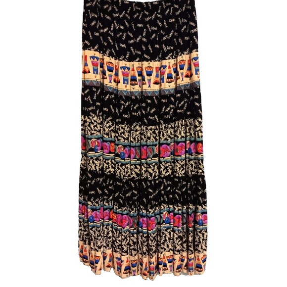 Carole Little Vintage Sz 4 100% Rayon Paris Novelty Maxi Skirt Made In The USA - Picture 2 of 11